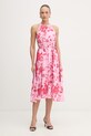 Fracomina sukienka letnia z dodatkiem lnu różowy FS26SD2012W622K9