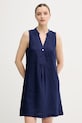 United Colors of Benetton ljetna haljina od lana mornarsko plava 4AGHDV0CC