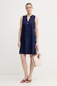 United Colors of Benetton ljetna haljina od lana 4AGHDV0CC mornarsko plava SS26