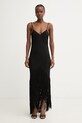 Pinko φόρεμα lingerie με βισκόζη μαύρο 106825.A3AY