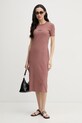 Calvin Klein Jeans sukienka bawełniana z elastanem LV044F241G brązowy SS26