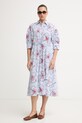 Tommy Hilfiger košeľové šaty bavlnené SUMMER WW0WW49645 modrá SS26