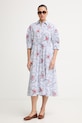 Tommy Hilfiger košeľové šaty bavlnené SUMMER WW0WW49645 modrá SS26