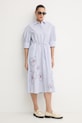 Tommy Hilfiger košeľové šaty bavlnené SUMMER WW0WW50546 modrá SS26