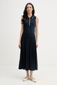 Tommy Hilfiger plisirana haljina s pamukom mornarsko plava WW0WW49621