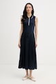 Tommy Hilfiger plisirana haljina s pamukom mornarsko plava WW0WW49621