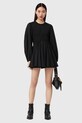 Odzież AllSaints sukienka rozkloszowana bawełniana CHIA W014DE czarny