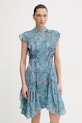 AllSaints sukienka FLEUR rozkloszowany niebieski W115DE