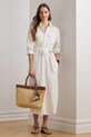 Lauren Ralph Lauren sukienka koszulowa lniana biały 200P13685
