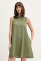 Tommy Jeans sukienka letnia z lnem zielony DW0DW22343
