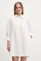 Tommy Jeans sukienka koszulowa z lnem biały DW0DW22344