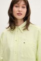 Tommy Jeans haljina u stilu košulje s lanom zelena DW0DW22344
