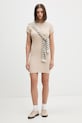 Tommy Jeans sukienka bodycon bawełniana z elastanem DW0DW22613 beżowy SS26