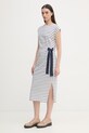 U.S. Polo Assn. šaty bavlnené GROWN ON SLEEVE TIE-DETAIL STRIPE MIDI WUP2262 biela SS26