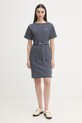 U.S. Polo Assn. sukienka bawełniana BOAT NECK BOXY SLEEVE STRIPE MIDI granatowy WUP2263