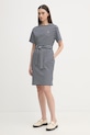 U.S. Polo Assn. bavlnené šaty BOAT NECK BOXY SLEEVE STRIPE MIDI WUP2263 tmavomodrá SS26