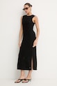 Tommy Hilfiger šaty s bavlnou WW0WW50723 čierna SS26