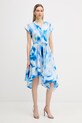 DKNY sukienka rozkloszowana lniana P6CBVEWV niebieski SS26