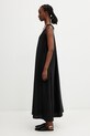 Anine Bing FLORA DRESS sukienka gładka z dodatkiem lnu A.02.12165.BLK26 czarny SS26