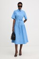 Karl Lagerfeld sukienka koszulowa bawełniana B2W13017 niebieski SS26