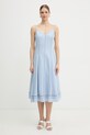 Karl Lagerfeld sukienka z dodatkiem lnu niebieski B2W13019