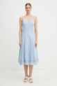 Karl Lagerfeld sukienka z dodatkiem lnu niebieski B2W13019