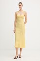 Bardot sukienka z bawełną żółty 60397DB