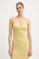 Bardot sukienka z bawełną żółty 60397DB