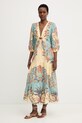 Φόρεμα από λινό Farm Rio εμπριμέ τιρκουάζ 351310