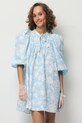 BIZUU sukienka koszulowa bawełniana AYOTE AYOTE.BLEKITNY niebieski