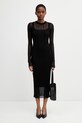 Sportmax Spxcaro sukienka sweterkowa gładka z wiskozą 2612321031600 czarny