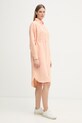 Lacoste sukienka koszulowa z lnem EF7604 pomarańczowy SS26