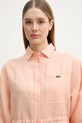 Lacoste sukienka koszulowa z lnem pomarańczowy EF7604