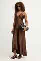 Haveone sukienka bieliźniana z wiskozy AWG.Q022 brązowy SS26