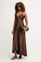 Haveone sukienka bieliźniana z wiskozy AWG.Q022 brązowy SS26