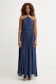 Haveone sukienka z jedwabiem granatowy AFF.Q008