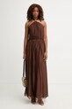 Haveone sukienka z jedwabiem AFF.Q008 brązowy SS26