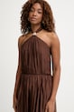 Haveone sukienka z jedwabiem brązowy AFF.Q008