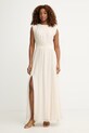 Haveone sukienka z jedwabiem beżowy AFF.Q005