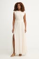 Haveone sukienka z jedwabiem beżowy AFF.Q005