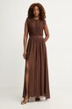 Haveone sukienka z jedwabiem brązowy AFF.Q005