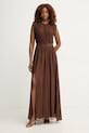 Haveone sukienka z jedwabiem brązowy AFF.Q005