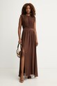 Haveone sukienka z jedwabiem AFF.Q005 brązowy SS26