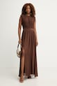 Haveone sukienka z jedwabiem AFF.Q005 brązowy SS26