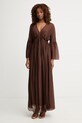 Haveone sukienka z jedwabiem brązowy ACH.Q016