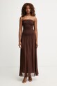 Haveone sukienka z jedwabiem brązowy ACH.Q014