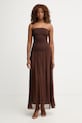 Haveone sukienka z jedwabiem brązowy ACH.Q014