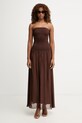 Haveone sukienka z jedwabiem ACH.Q014 brązowy SS26