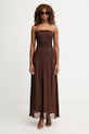 Haveone sukienka z jedwabiem ACH.Q014 brązowy SS26