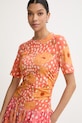 Never Fully Dressed sukienka letnia bawełniana z elastanem pomarańczowy NFDDR3405